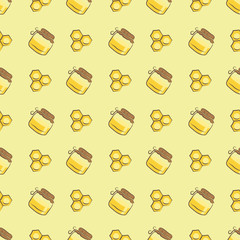 honeycomb and honey jar pattern