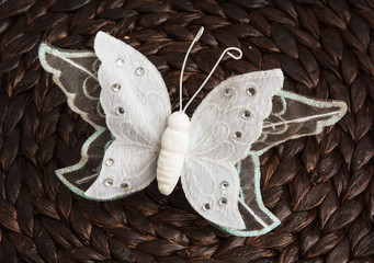 Naklejka na ściany i meble Handmade white butterfly