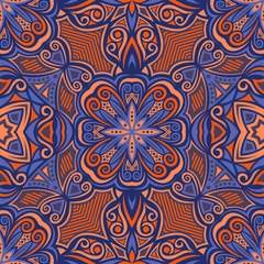 Abstract Colorful Damask Seamless Vector Background