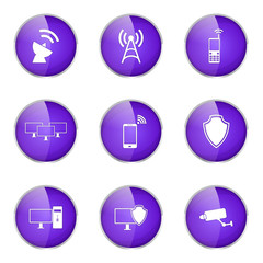 Telecom Communication Violet Vector Button Icon Design Set