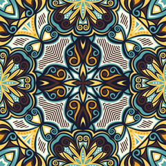 Abstract Colorful Damask Seamless Vector Background