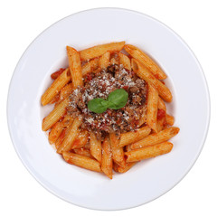 Pasta Rigate Bolognese oder Bolognaise Sauce Nudeln Freisteller