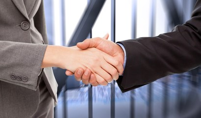 Two businesspeople shaking their hands