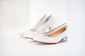 Beautiful female shoes in a boutique