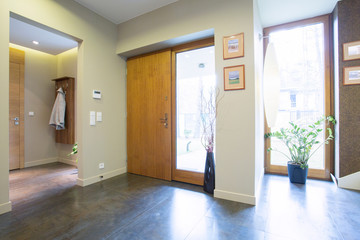 Hallway with rear doors