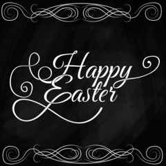Happy Easter Typographical Background On Blackboard