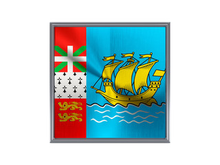 Square metal button with flag of saint pierre and miquelon