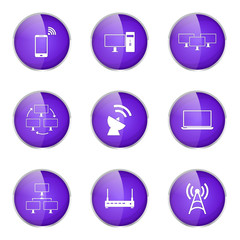 Telecom Communication Violet Vector Button Icon Design Set 2