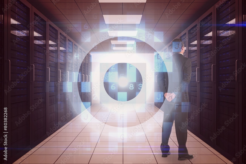 Poster composite image of businessman standing and looking