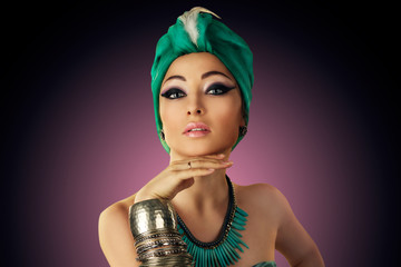 beautiful woman in oriental style in turban