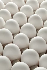 Abwaschbare Fototapete Organic white eggs in carton crate © Picture Partners
