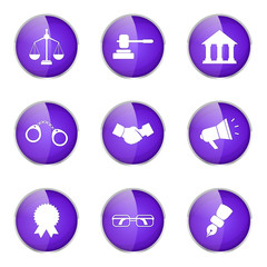 Law Sign Violet Vector Button Icon Design Set