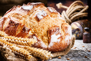 Freshly baked bread loaf