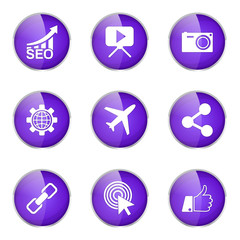 SEO Internet Sign Violet Vector Button Icon Design Set 1