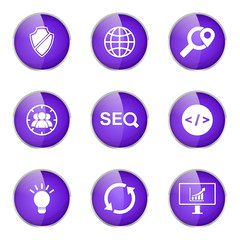 SEO Internet Sign Violet Vector Button Icon Design Set 2