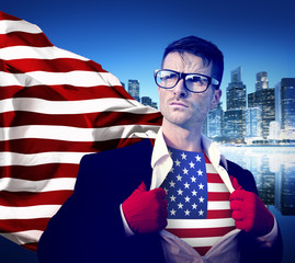 Superhero Businessman Professional Success White Collar American