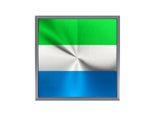 Square metal button with flag of sierra leone