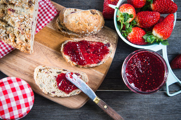 healthy breakfast with strawberry jam © marcin jucha