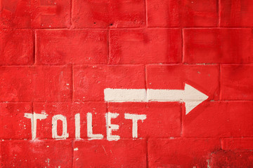 Toilet sign on vintage wall