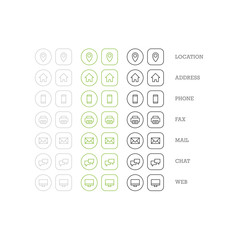 Flat multipurpose business card icon set of web icons for busine