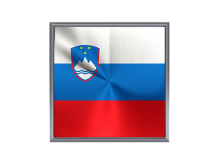 Square metal button with flag of slovenia