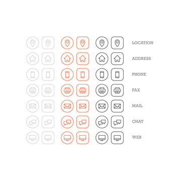 Flat multipurpose business card icon set of web icons for busine
