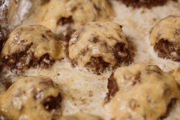 Cheese balls with garlic and mayonnaise. Small Depth of Field