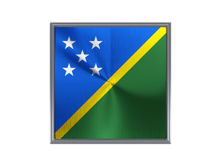 Square metal button with flag of solomon islands