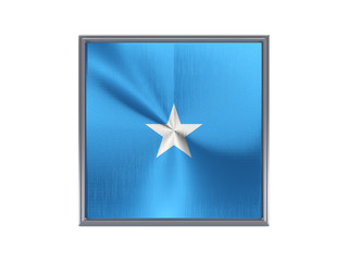 Square metal button with flag of somalia