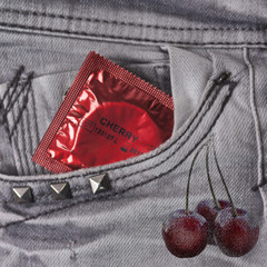 Condom in the grey jeans
