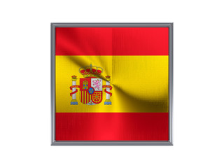 Fototapeta premium Square metal button with flag of spain
