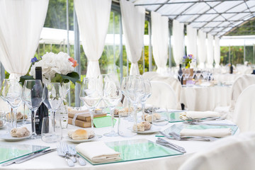 Table set for an event party or wedding reception
