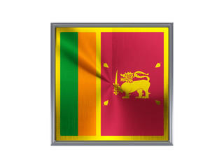 Square metal button with flag of sri lanka