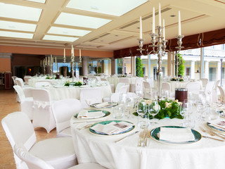 Table set for an event party or wedding reception