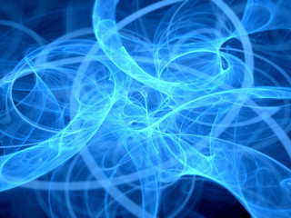 Blue neon technology curves in space