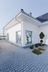 Detached house with white walls
