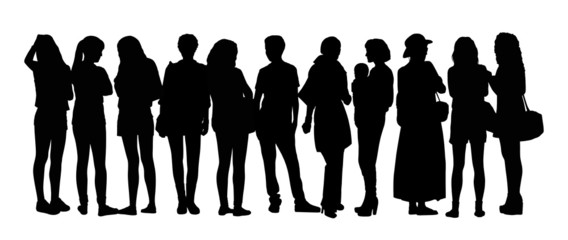 large group of people silhouettes set 10