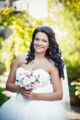 bride on green background