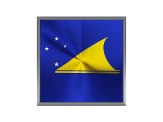 Square metal button with flag of tokelau