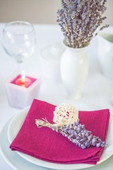 Setting. Dining table setting at Provence style, with candles