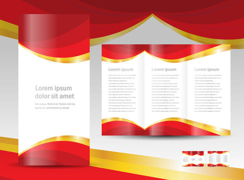 Brochure Design Template Curtain Red Gold Drapes