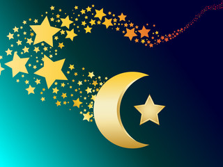 muslim gold star and crescent vector illustration © vician_petar
