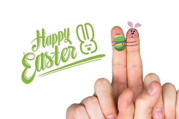 Composite image of fingers as easter bunny