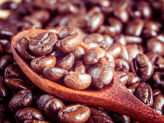 Coffee beans with filter effect retro vintage style