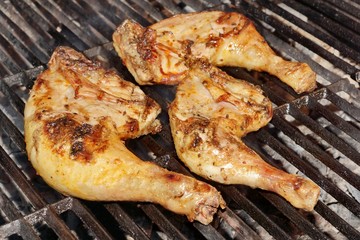 Grilled Chicken Thigh On The Flaming Grill