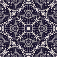 Seamless Vintage Lace Pattern (Vector). Hand Drawn Ethnic Textur