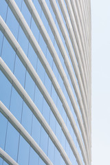 blue glass wall of office building