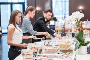 Business managers at business lunch