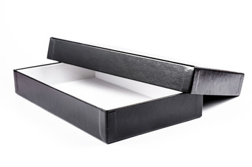 open black cardboard box