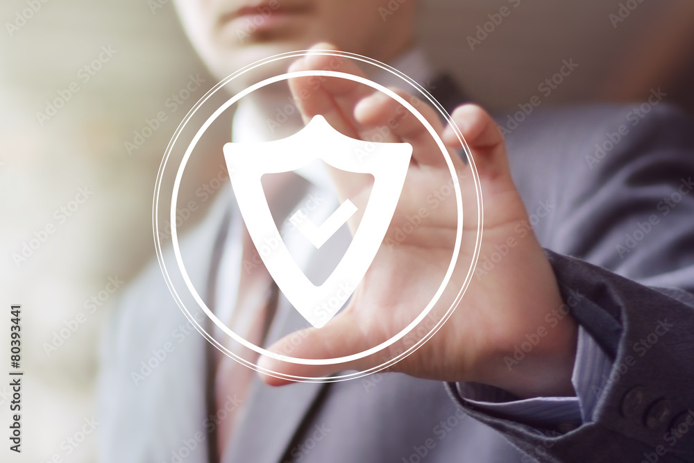 Poster button shield security virus business web